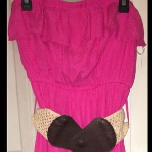 Long strapless summer dress and summer scarf